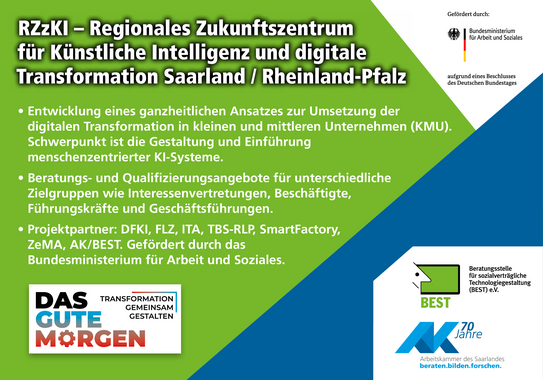 RZzKI – Regionales Zukunftszentrum  für Künstliche Intelligenz und digitale  Transformation Saarland / Rheinland-Pfalz - 
