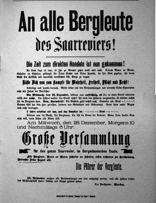 Aufruf zur Versammlung saarländischer Bergleute