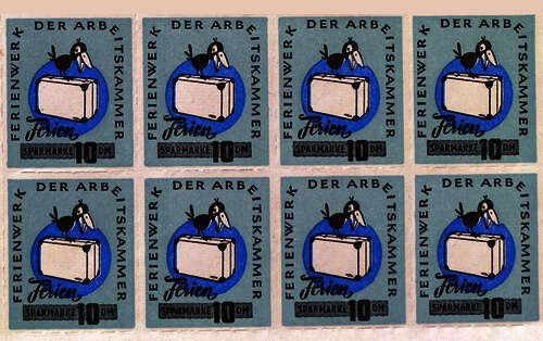 Sparmarken, die bei der Arbeitskammer, in Gewerkschaftsbüros und bei den Sparkassen ausgegeben wurden