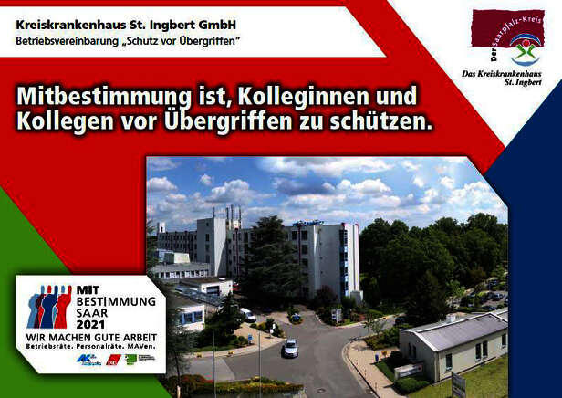 Ausstellerplakat Kreiskrankenhaus St. Ingbert: Betriebsvereinbarung "Schutz vor Übergriffen"