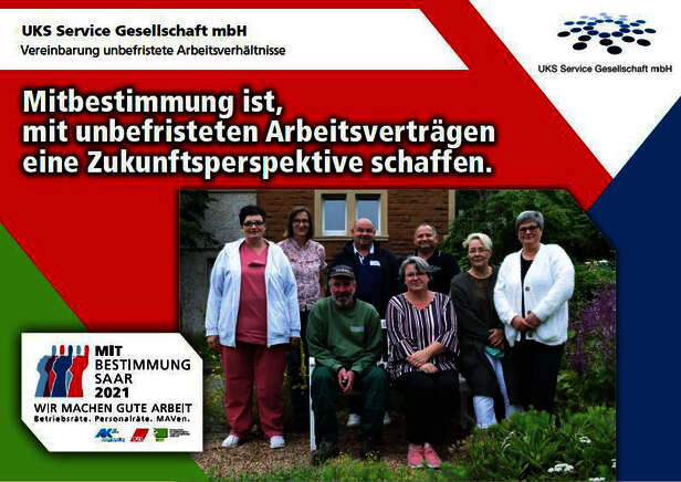 Ausstellerplakat UKS Servicegesellschaft: Vereinbarung unbefristete Arbeitsverhältnisse