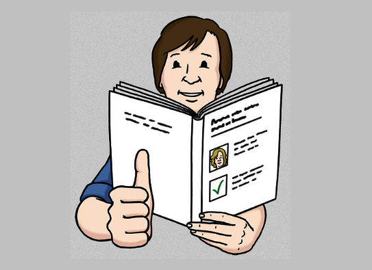 Mann hält Buch in der Hand