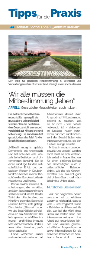 AK-Konkret Spezial 1/2021 AK-Konkret Spezial 1/2021 - Aktiv im Betrieb - Tipps für die Praxis