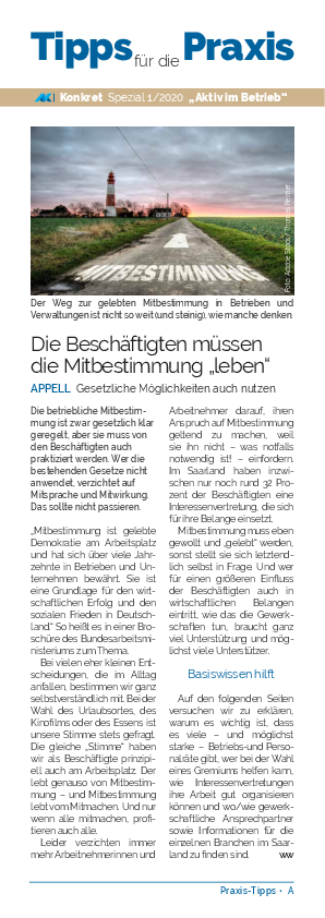 AK-Konkret Spezial 1/2020 AK-Konkret Spezial 1/2020 - Aktiv im Betrieb - Tipps für die Praxis