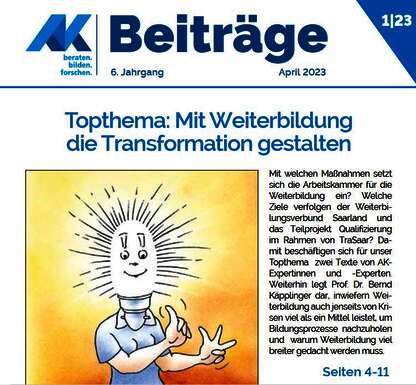 Titelblatt AK-Beiträge mit dem Schriftzug "Mit Weiterbildung die Transformation gestalten"