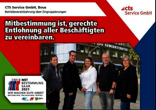Ausstellerplakat CTS Service GmbH: Betriebsvereinbarung über Eingruppierungen