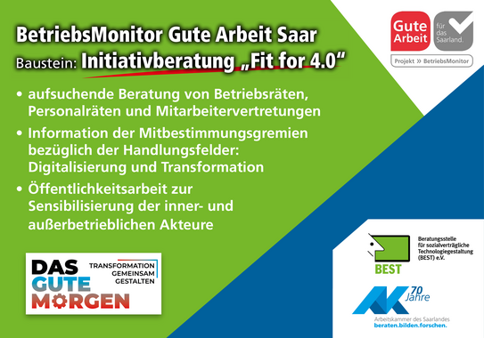 BetriebsMonitor Gute Arbeit Saar - Baustein: Initiativberatung "Fit for 4.0" - 