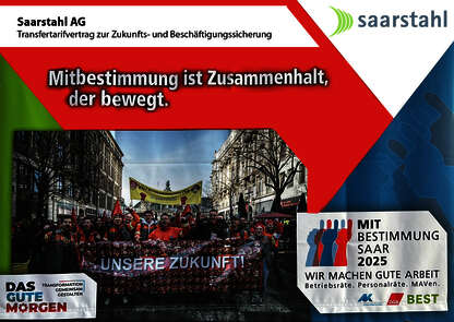 Mitbestimmungsmesse abfotografiertes Plakat Saarstahl