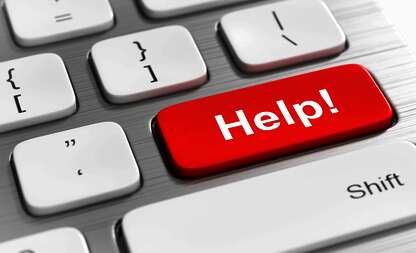Tastatur mit Schriftzug "Help"