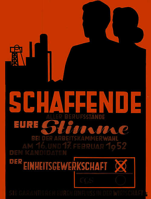 Plakat von 1952 zur Arbeitskammerwahl